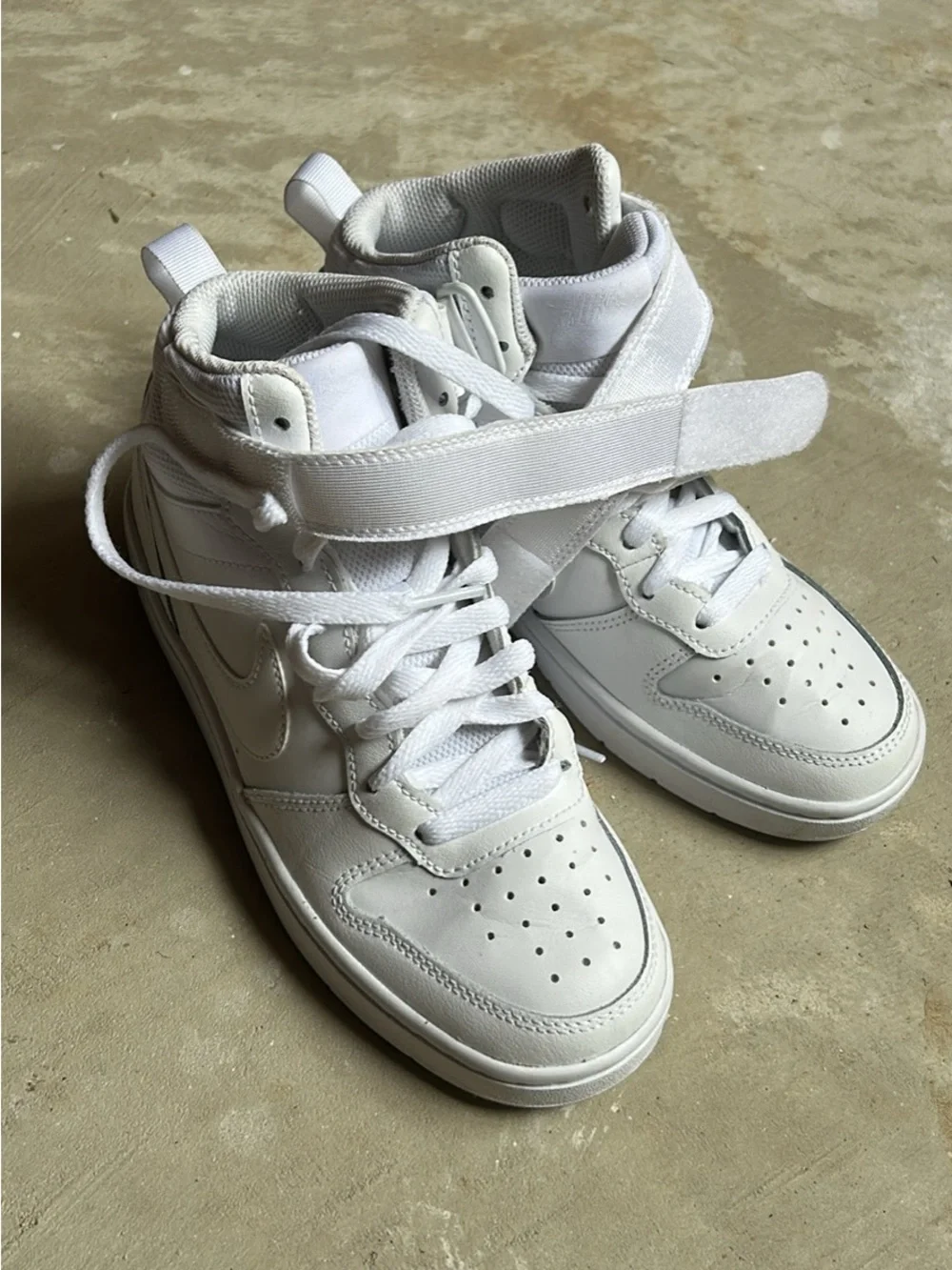 Nike Kids White High-Top Strap Sneakers